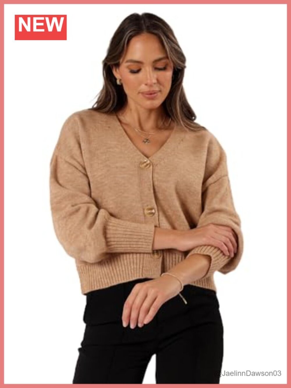 Women's Isabel Button Front Cardigan Long Sleeve Ribbed Cuffs V-Neck Relaxed Fit